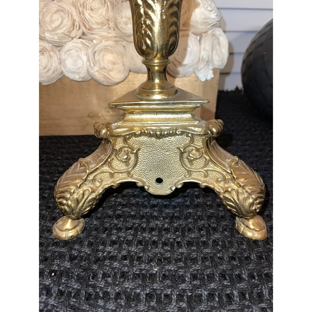Vintage Pair Of 2 Ornate Tall Brass‎ Candle Holders 20